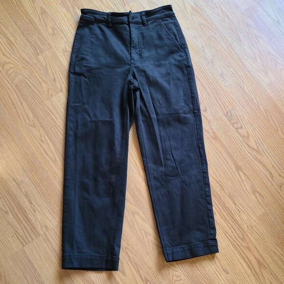 EVERLANE THE CROPPED STRAIGHT REGULAR UTILITY PANTS stretch cotton black sz 4 - Picture 2 of 7